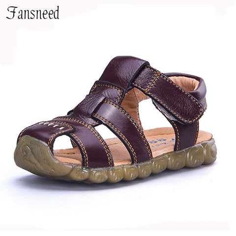 Children shoes genuine leather cowhide sandals half hole single shoes casual comfortable summer male
