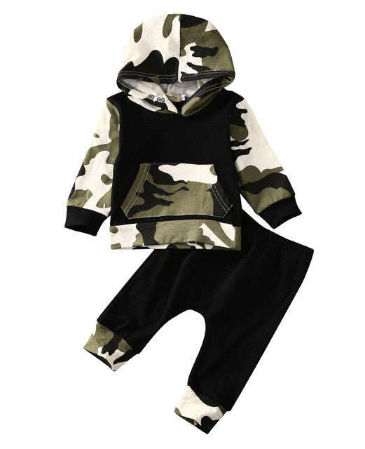 2pcs!! Autumn Spring Infant Clothes Baby Clothing Sets Baby Boys Camouflage Camo Hoodie Tops Long Pants 2Pcs Outfits Set Clothes
