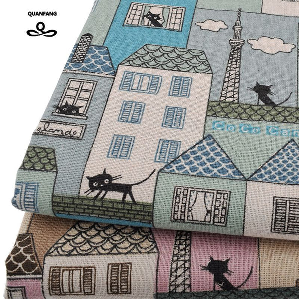 Printed Cotton Linen Fabric For Patchwork Quilting Sewing DIY Sofa Table Cloth Furniture Cover Tissue Curtain Bag Cushion Fabric