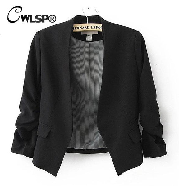 CWLSP 2016 New Autumn short jackets Candy Color Women outwear Spring Slim Short Design Suit Coat S/M/L/XL Free Shipping LD0606