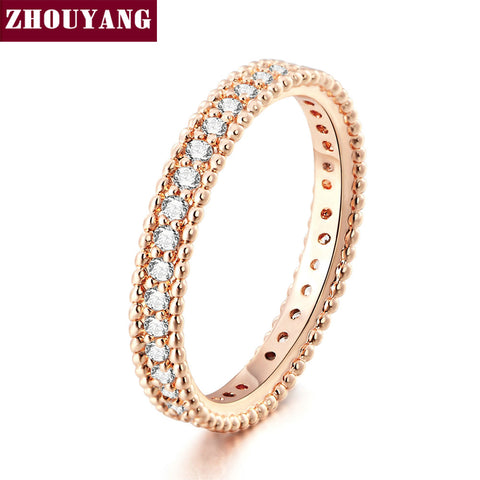 Rose Gold Color Simple Classic Wedding & Engagement Ring Jewelry Made With Cubic Zirconia For Women ZYR490