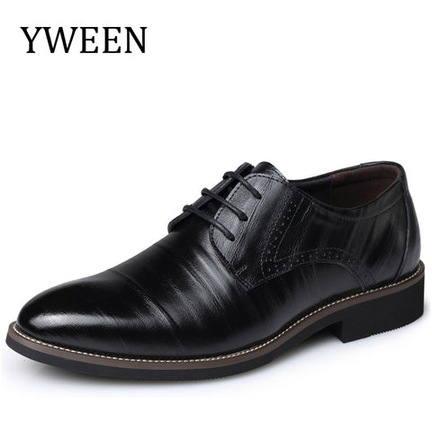 YWEEN Fashion High Quality Leather Shoes Men,Lace up Business Men's Shoes,Men Dress Shoes,Spring Oxfords shoes