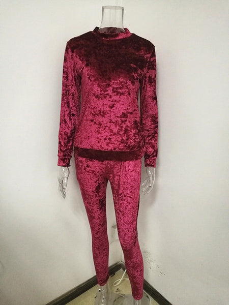 TANIAFA Velvet women set tracksuits high quality long sleeve tops+long pants sporting suits female two piece set clothing