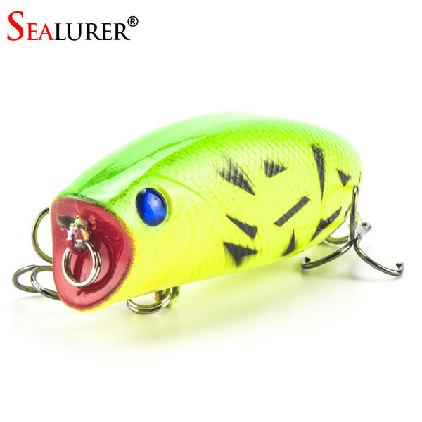 1PCS 3D Eyes Lifelike Fishing Lure 5.5cm 11g 8# Hooks Pesca Fish Popper Lures Wobbler Isca Artificial Hard Bait Swimbait