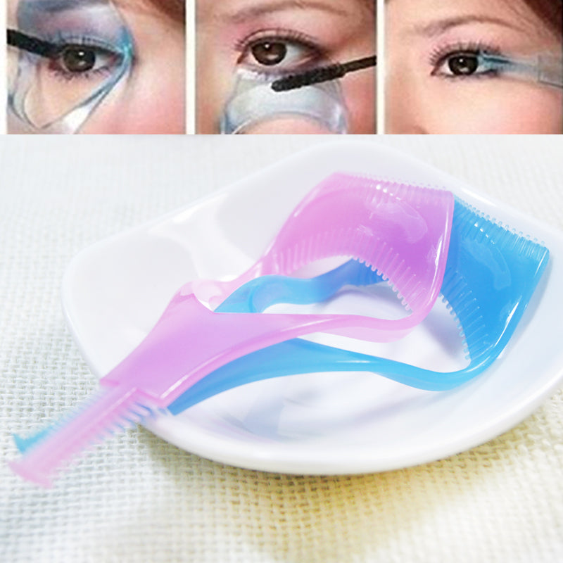 New 3 in1 Mascara Applicator Guide Guard Eyelash Comb Cosmetic Brush Curler makeup tools