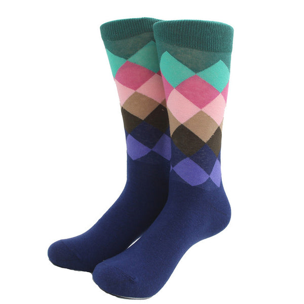 MYORED Male Tide Brand Happy Socks Gradient Color summer Style Cotton wedding sock Men's Knee High Business Socks man sox