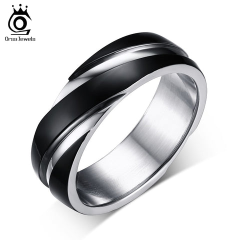 ORSA JEWELS 2017 New Fashion Daily Wear Rings Top Quality Lead & Nickel Free Black Color Stainless Steel Men Party Rings OTR60