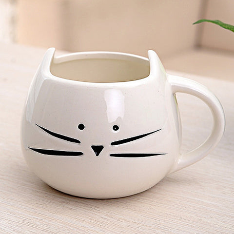 MEOF Coffee Cup Black Cat Animal Milk Cup Ceramic Lovers Mug Cute Birthday gift,Christmas Gift (White/Black)
