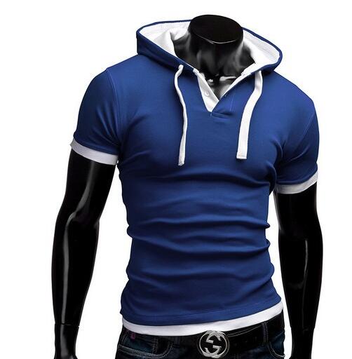T Shirt Men Brand 2017 Fashion Men'S Hooded Collar Sling T Shirt Men Short Sleeve Slim Male Tops Large Size 4XL QSP