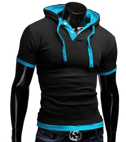 T Shirt Men Brand 2017 Fashion Men'S Hooded Collar Sling T Shirt Men Short Sleeve Slim Male Tops Large Size 4XL QSP