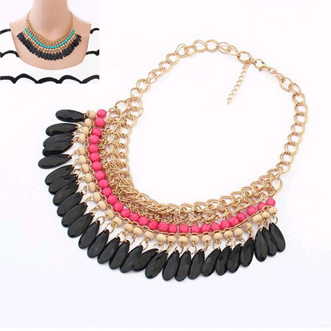 Tomtosh 2015 Collier Femme statement resin beads Bohemian Necklaces and pendants gold necklace women Strain jewelry accessories