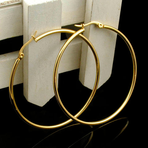 CHIMDOU Gold color Stainless Steel Earrings 2017 Women Small or Big Hoop Earrings Party Rock Gift, Two colors wholesale