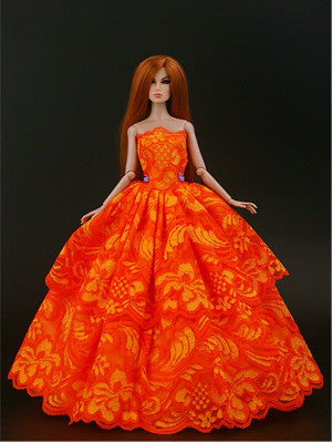 1 Pcs  Fashion  Wedding Dress Princess Gown Dress Clothes Gown For Barbie doll dress Free shipping