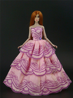 1 Pcs  Fashion  Wedding Dress Princess Gown Dress Clothes Gown For Barbie doll dress Free shipping