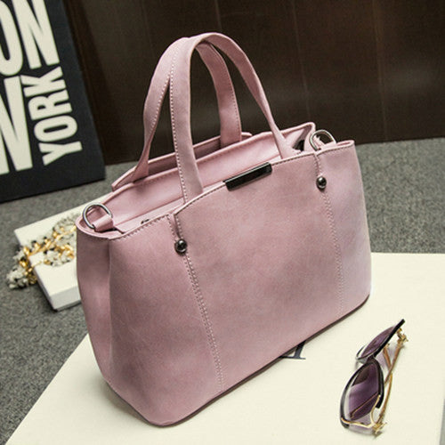 Bolish Hot Sale Nubuck Leather Women Top-Handle Bags Candy Color Women Shoulder Bag Rivet Women Bags