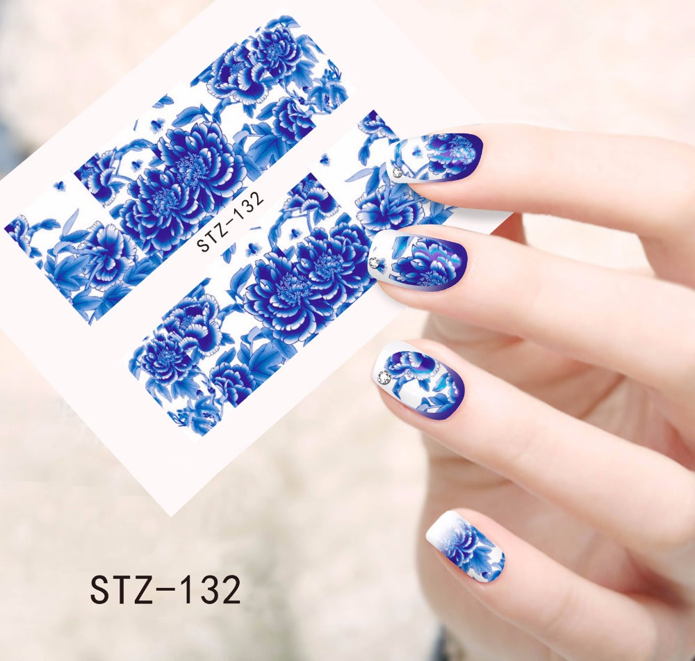 1pc Hot Blooming Flowers Designs Water Transfer Stickers Nail Decals Watermark Decorations Beauty Full Wraps Foils SASTZ132