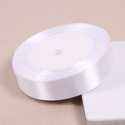 Wholesale 25 Yards White Silk Satin Ribbon Wedding Party Decoration Gift Wrapping Christmas New Year Apparel Sewing Fabric