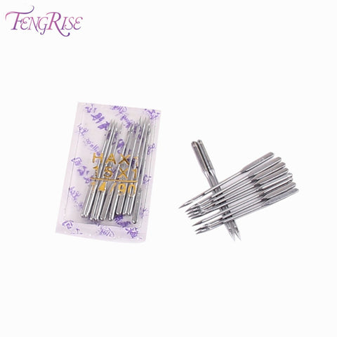 FENGRISE 10 pcs 90 14 Lockstitch Singer Sewing Machine Needles Stainless Steel Pins Apparel Sewing Fabric Tools Accessorie Patch