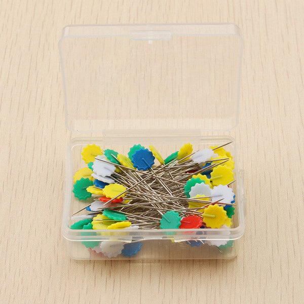Newest 100Pcs/Box Mixed Colors Sewing Patchwork Pins Flower Head Pins Dressmaking Sewing Tool Needle Arts DIY Crafts Accessories