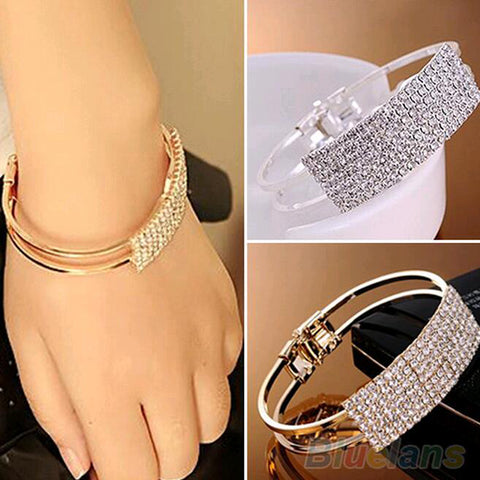 Tomtosh Tomtohs 2016 New Hot Nova moda elegante mulheres Bangle pulseira pulseira de cristal Cuff Bling Lady presente braceletes