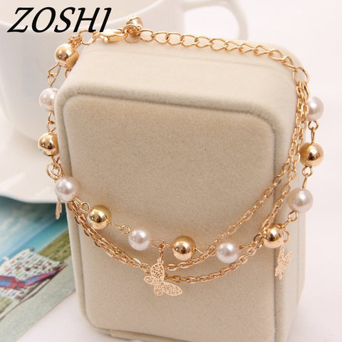 ZOSHI Bohemian Gold Color Chain Multilayer Beads Stretch Charm Bracelet & Bangle For Women pulseras mujer bracelet hot sale