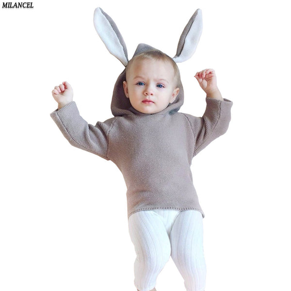 2017 Spring New Baby Boys Sweaters 3D Rabbit Cotton Pullover Kids Girls Knitted Sweater for 1-5Y Girls Boys Cardigan Wholesale