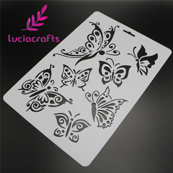 Lucia craft1piece 210*310mm Butterfly Flower Layering Stencils For Wall Paint Scrapbook Stamping Embossing Paper Cards 048014040