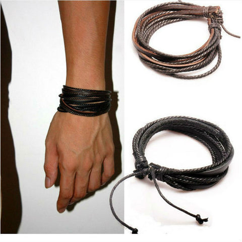 Hot Sale Wrap Genuine Leather Bracelet  Braided Rope for Men Women Fashion Jewelry Friendship Bracelet Gift Fast Shipping XCJ024