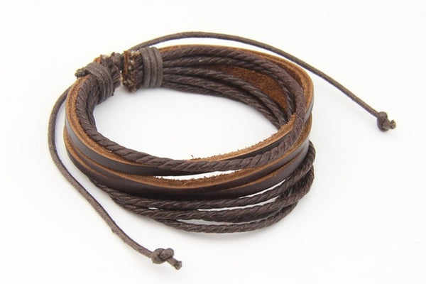 Hot Sale Wrap Genuine Leather Bracelet  Braided Rope for Men Women Fashion Jewelry Friendship Bracelet Gift Fast Shipping XCJ024