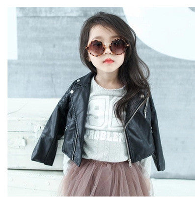 DreamShining Spring Kids Jacket PU Leather Girls Jackets Clothes Children Outwear For Baby Girls Boys Clothing Coats Costume