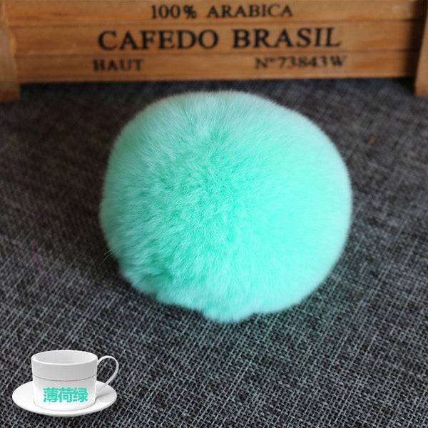 20 Colors Real Fur Ball 6cm Pompom Keychain Car pompon Rabbit Fur Ball Keychain Fur DIY Bag Charms With fluffy bunny Ponpon