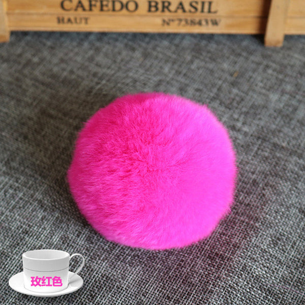 20 Colors Real Fur Ball 6cm Pompom Keychain Car pompon Rabbit Fur Ball Keychain Fur DIY Bag Charms With fluffy bunny Ponpon
