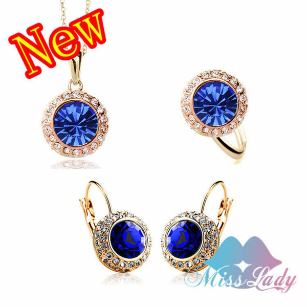 Miss Lady summer Gold color Rhinestone Vintage Moon River Crystal Bridal Jewelry Sets Fashion Jewelry for women MLK58082