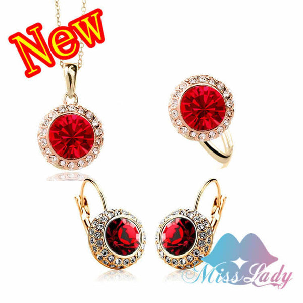 Miss Lady summer Gold color Rhinestone Vintage Moon River Crystal Bridal Jewelry Sets Fashion Jewelry for women MLK58082