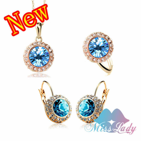 Miss Lady summer Gold color Rhinestone Vintage Moon River Crystal Bridal Jewelry Sets Fashion Jewelry for women MLK58082