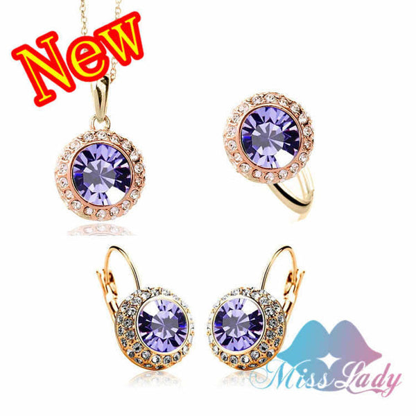 Miss Lady summer Gold color Rhinestone Vintage Moon River Crystal Bridal Jewelry Sets Fashion Jewelry for women MLK58082