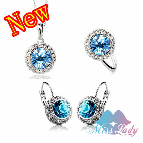 Miss Lady summer Gold color Rhinestone Vintage Moon River Crystal Bridal Jewelry Sets Fashion Jewelry for women MLK58082