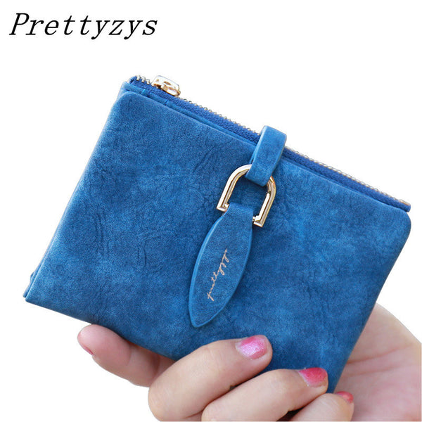 Prettyzys Lady Snap Fastener Short Clutch Wallet Vintage Matte Women Wallet Fashion Small Female Purse short Coin Card Holder