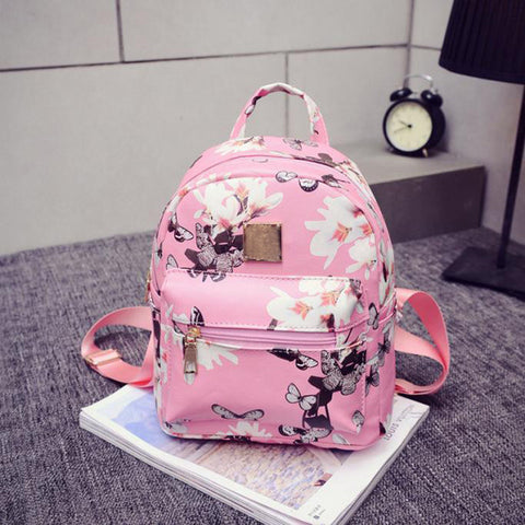 women casual shopping bags new fashion ladies travel Backpack Fashion Causal Floral Printing Leather Bag New Women's Backpacks