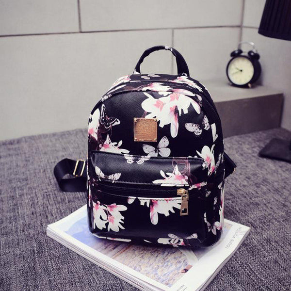 women casual shopping bags new fashion ladies travel Backpack Fashion Causal Floral Printing Leather Bag New Women's Backpacks