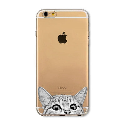 For Apple iPhone 7 6 6S 5 5S SE 7Plus 6sPlus 5C 4S Soft Silicon Transparent Phone Case Cover Cute Cat Rabbit Emojio Phone Capa