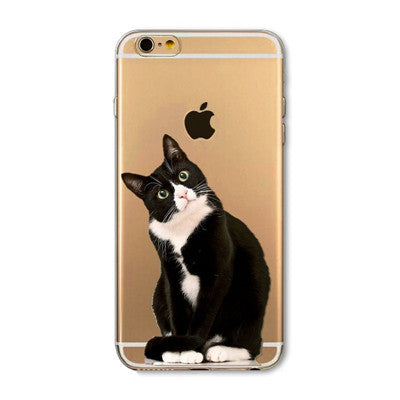For Apple iPhone 7 6 6S 5 5S SE 7Plus 6sPlus 5C 4S Soft Silicon Transparent Phone Case Cover Cute Cat Rabbit Emojio Phone Capa