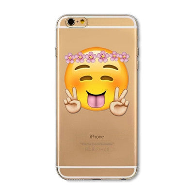 For Apple iPhone 7 6 6S 5 5S SE 7Plus 6sPlus 5C 4S Soft Silicon Transparent Phone Case Cover Cute Cat Rabbit Emojio Phone Capa