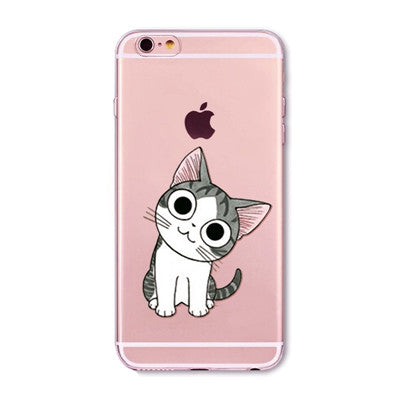 For Apple iPhone 7 6 6S 5 5S SE 7Plus 6sPlus 5C 4S Soft Silicon Transparent Phone Case Cover Cute Cat Rabbit Emojio Phone Capa