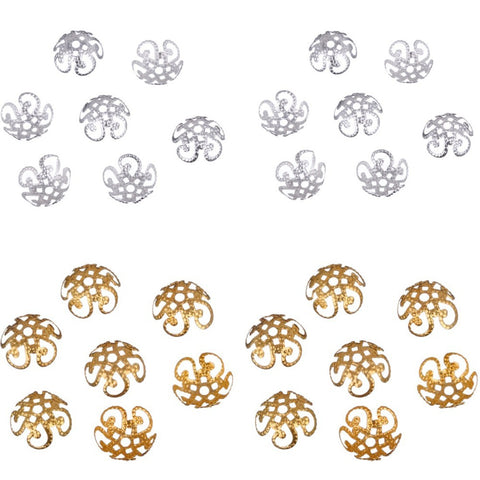 LNRRABC 100 pcs/200 pcs/lot 2015 High Quality pesca DIY Hollow Flower Metal Charms Bead Caps for Jewelry Making 10m