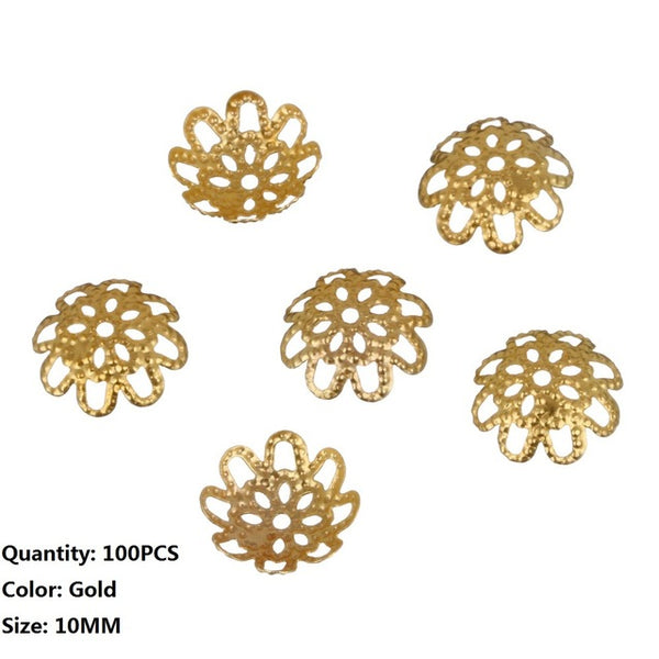 LNRRABC 100 pcs/200 pcs/lot 2015 High Quality pesca DIY Hollow Flower Metal Charms Bead Caps for Jewelry Making 10m