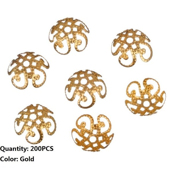 LNRRABC 100 pcs/200 pcs/lot 2015 High Quality pesca DIY Hollow Flower Metal Charms Bead Caps for Jewelry Making 10m