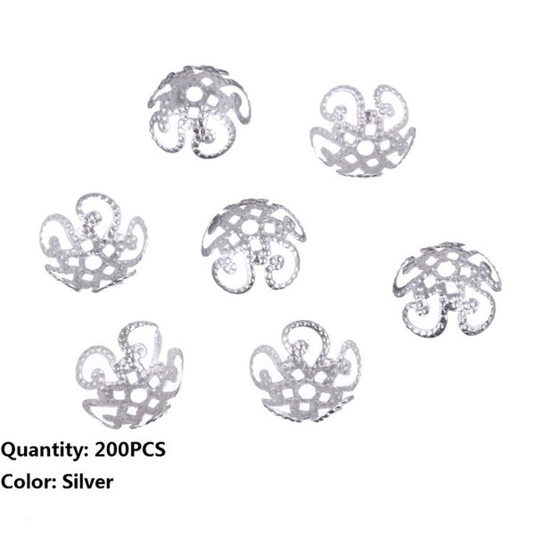 LNRRABC 100 pcs/200 pcs/lot 2015 High Quality pesca DIY Hollow Flower Metal Charms Bead Caps for Jewelry Making 10m