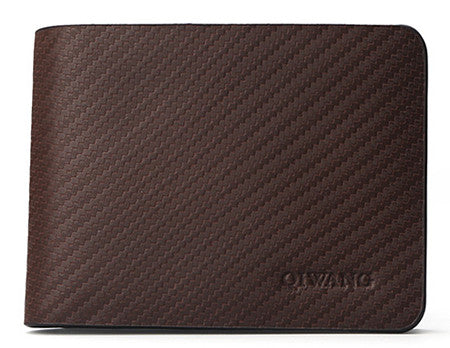 QIWANG Leather Men Wallet Carbon Pattern Luxury Leather Wallets Office Male Business Man Purse Insdie Microfiber Bifold Wallet