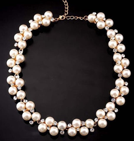 Match-Right 2015 New Hot Sell Simulated Pearl Jewelry Trendy Women Necklaces & Pendants  Short Chokers Statement Necklace